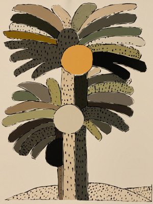 Palm Silhouettes by Other Artist, 12 × 18, Framed Canvas, Gold