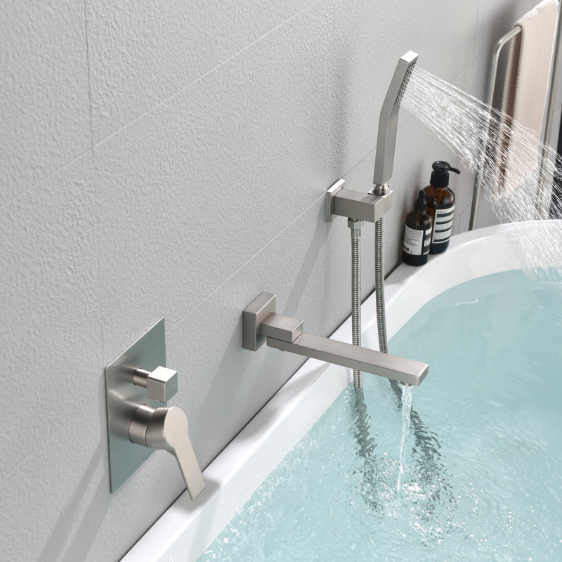 Système de douche à 2 fonctions avec douchette et bec de baignoire, Nickel brossé