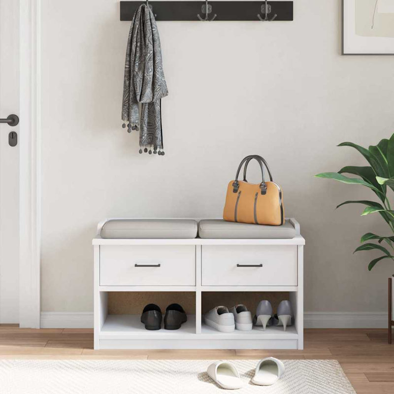 Hallway Bench SANDNES 87X40x50 Cm Solid Wood Pine, White