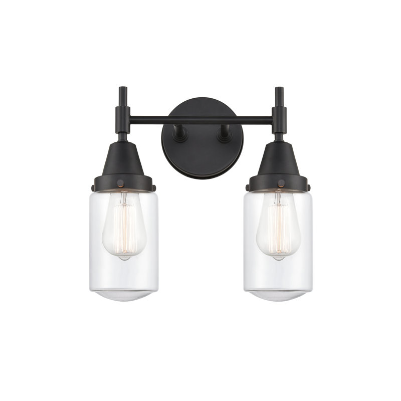 Éclairage pour meuble-lavabo à 2 lumières à intensité variable Gayle, Transparent, Ampoule DEL rétro 4 watts, Noir mat
