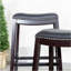 Tabouret de comptoir 24 po, finition espresso, siège en cuir noir
