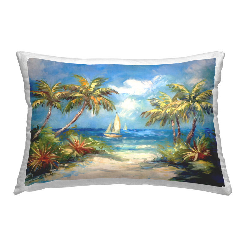 Coussin décoratif imprimé Tropical Paradise Harbor par Ramona Murdock