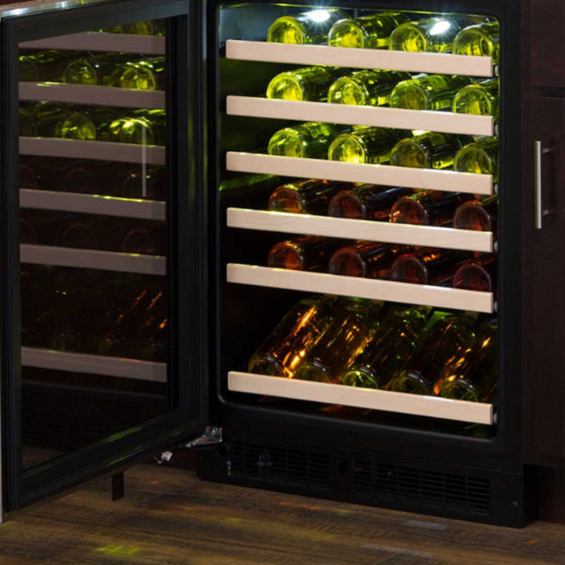 23.88'' 45 Bottle Single Zone Built-in Wine Refrigerator with Stainless Steel Frame Glass Door