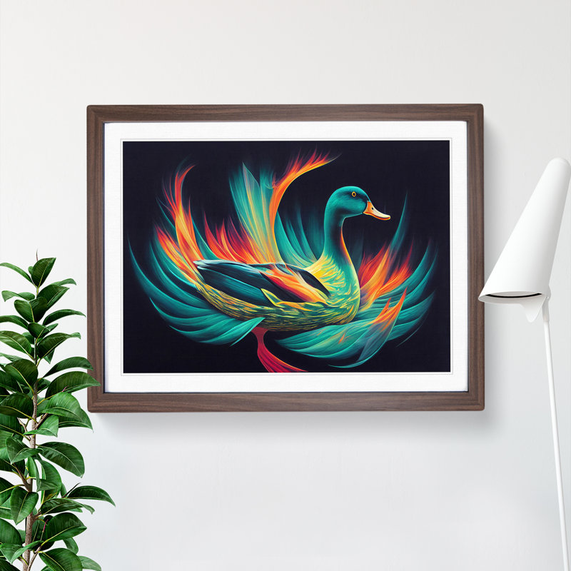 Flourishing Duck - Single Picture Frame Print, 46cm H x 64cm W x 2cm D, Walnut