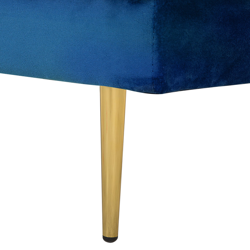 Dan Velvet Chaise Lounge, Navy Blue, Right Hand Facing