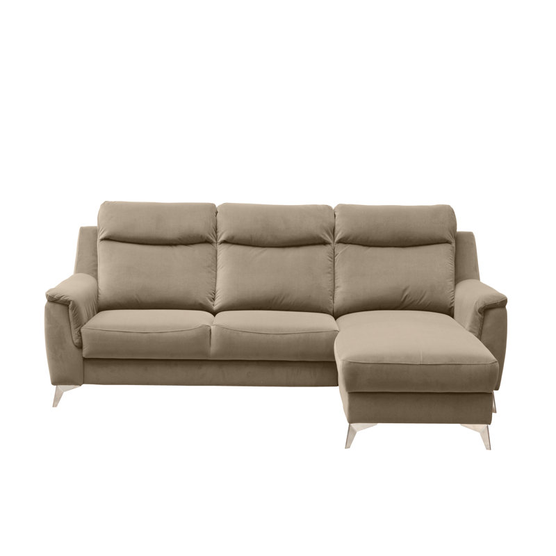 Izola 3 Seater Velvet Sofa Bed, Cream, Right Hand Facing