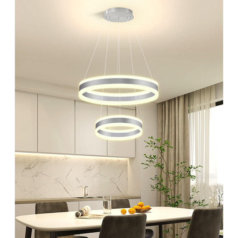 2-ring Modern Led Dimmable Chandelier Gold, Silver
