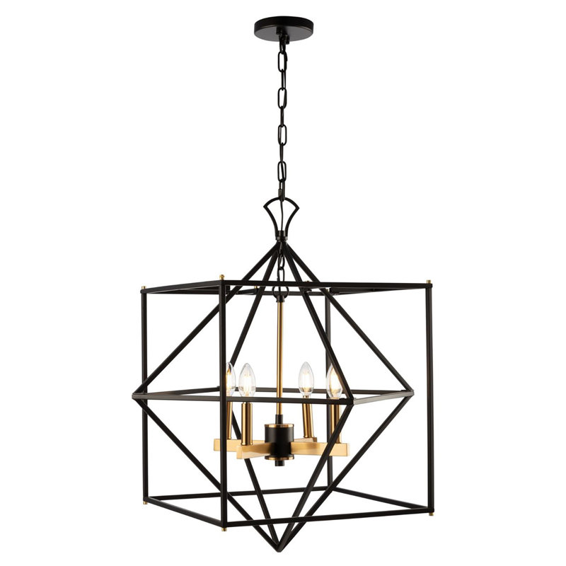 Lustre géométrique à 4 lumières de style bougie Roxton