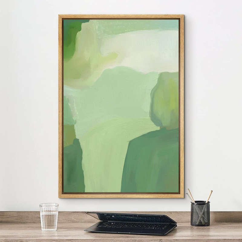 «Abstract Colorful Strokes Mint Green Stroke Landscape», reproduction d'art sur toile, H 24 po x l 16 po x P 1,5 po, Naturel