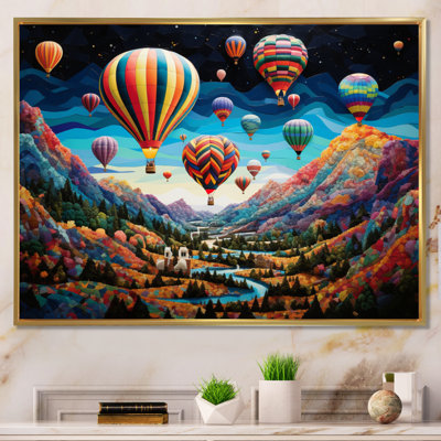 Mosaïque de ballon à air chaud bleu sarcelle - impression sur toile