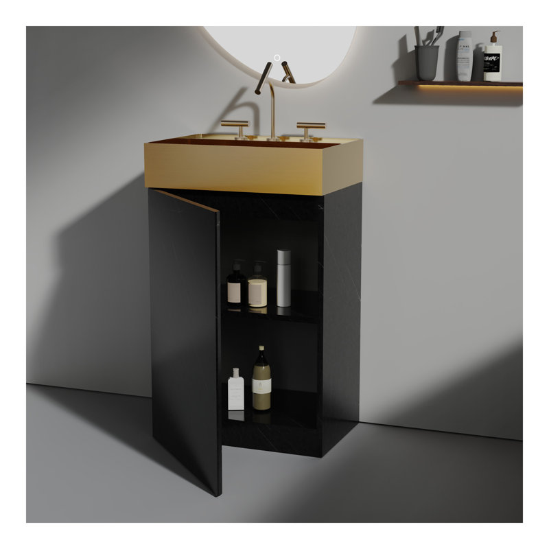 Meuble-lavabo autoportant pour salle de bain moderne Gada, Noir