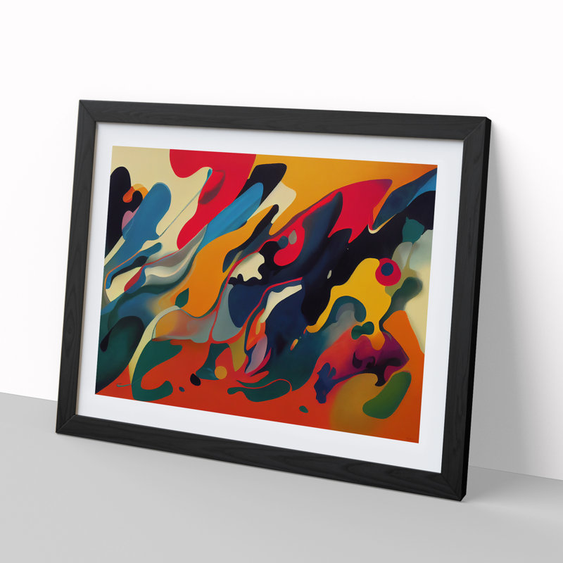 Beguiling Modern abstract 1 Piece Single Picture Frame Wall Art, 34cm H x 46cm W x 2cm D, Black Framed