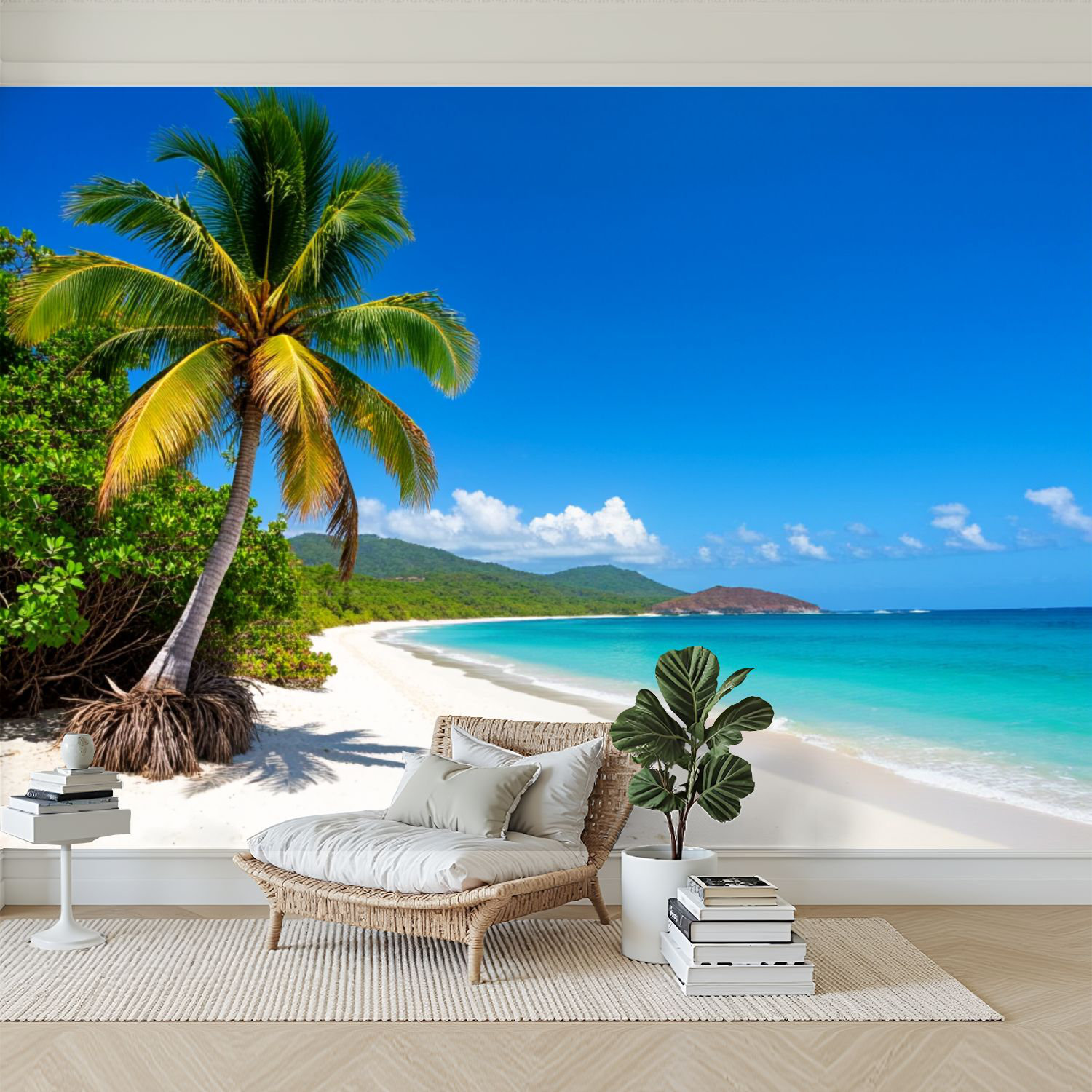Red Barrel Studio® 3D Wallpaper Coastal Palm Tree Tropical Beach ...
