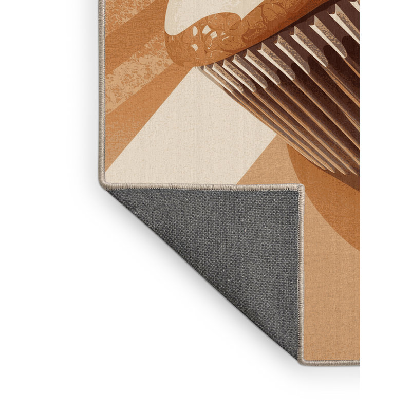 Tapis brun moelleux moelleux doux et moelleux moderne - reliure beige, 8 x 12