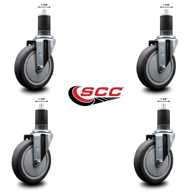 Ensemble de roulettes extensibles en caoutchouc thermoplastique pivotant à roue 1-5 / 8 pouces SCC