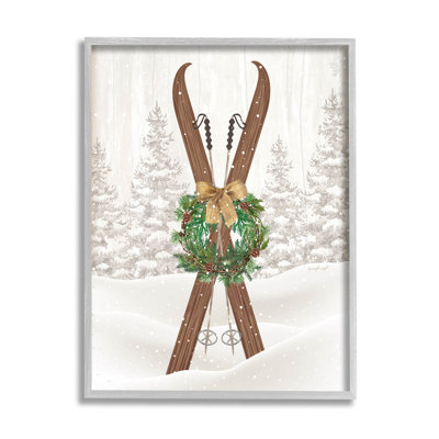 Couronne de vacances «Winter Skis» par Jennifer Pugh - impression sur bois