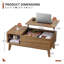 Table basse à plateau relevable en noyer avec meuble télé et buffet - Table basse cannelée avec rangement, bahuts et buffets de salon