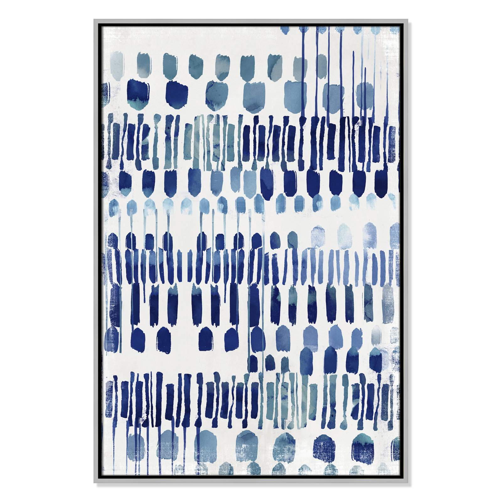 Fynn "Continuously I" Painting by Eva Watts, Silver Framed Canvas, No Matte, 37.5" H x 25.5" W x 2" D