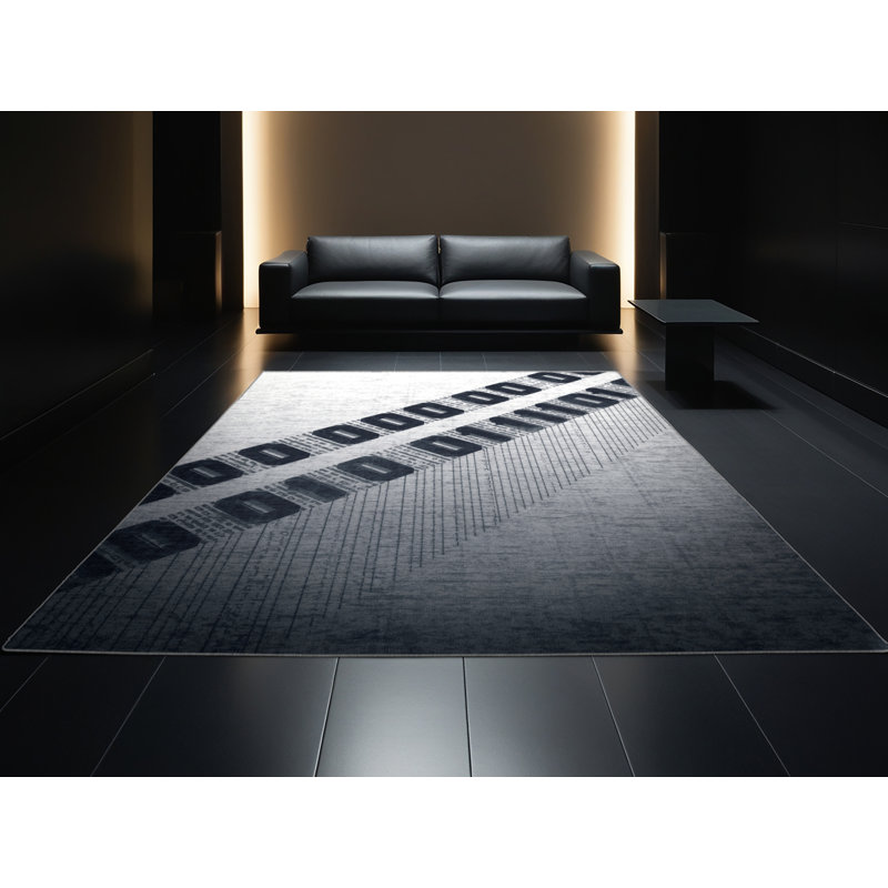 Tapis gris géométrique lavable à la machine à motif de code binaire oscar - reliure grise, 4 x 2