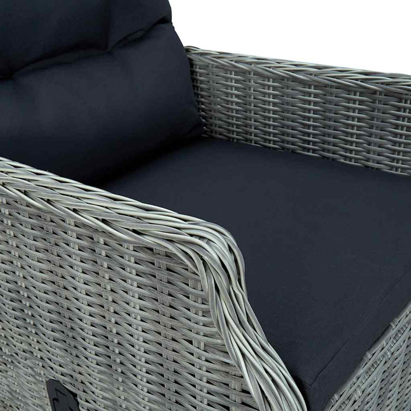 Brilliance Recliner Patio Chair with Cushions, Gray, Black