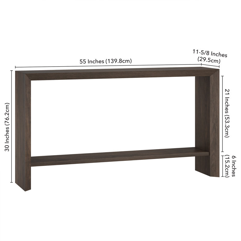 Osman Rectangular Console Table in Antiqued Grey Oak, Brown, 30" H x 55" W x 11.63" D
