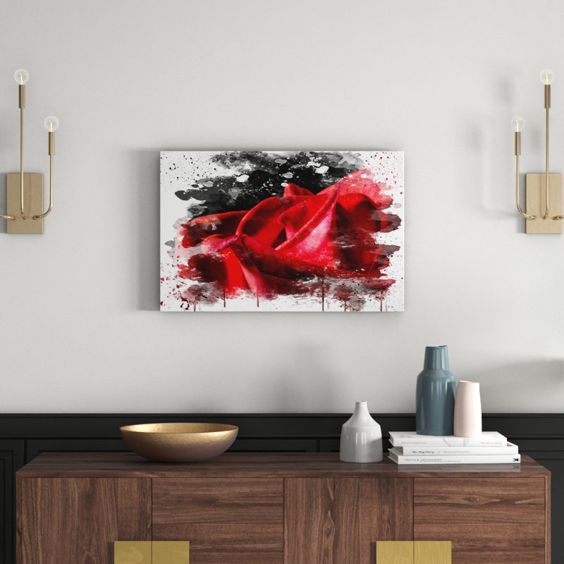 Flower Red Rose - Wall Art, 70cm H x 100cm W, Wrapped Canvas