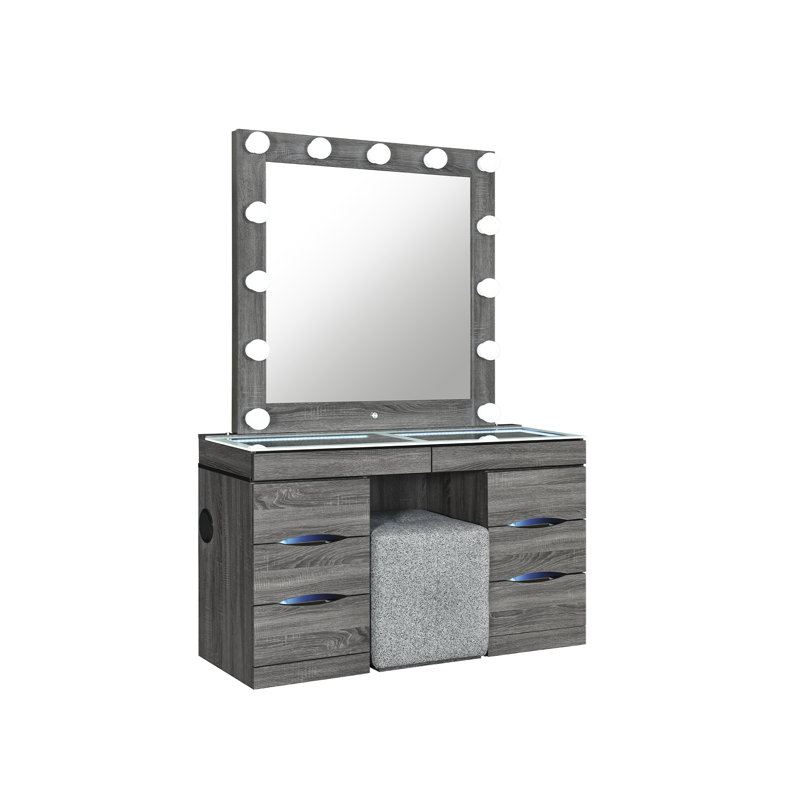 Lorena Grey Vanity and Stool Set