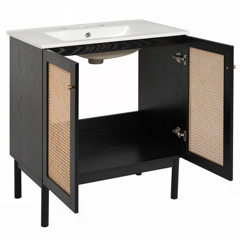 Bathroom Vanity with Ceramic Sink, Black