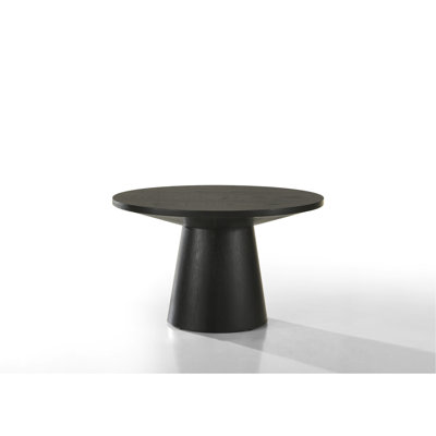 Table basse ronde de 29 po en noir ébène, aspect grain de bois naturel, corps solide pour la surface de la maison, cadre de salon