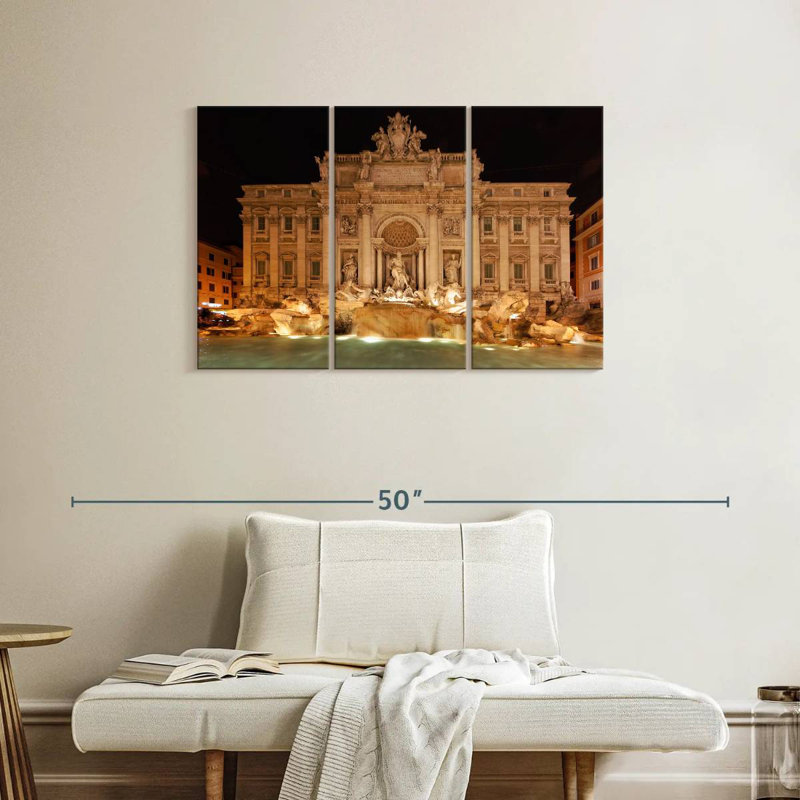Nicci, vue de nuit sur la fontaine de Trevi, Rome, Italie, H 24 po x l 38 po