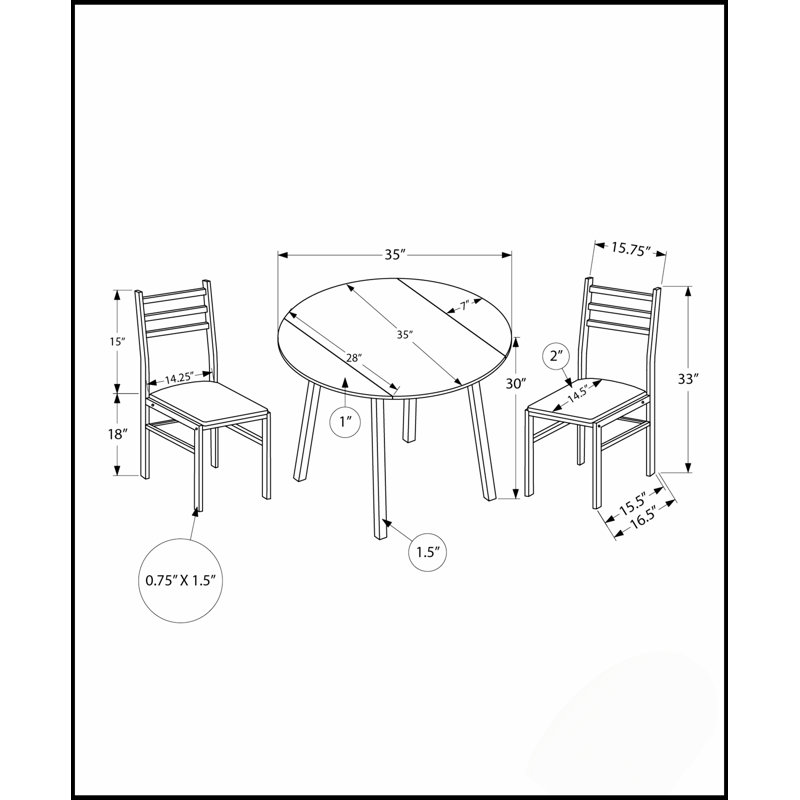 Ensemble de table de salle à manger compact 3 pièces avec abattant, idéal pour les petites cuisines et les espaces contemporains, structure en métal noir, plateau en stratifié brun