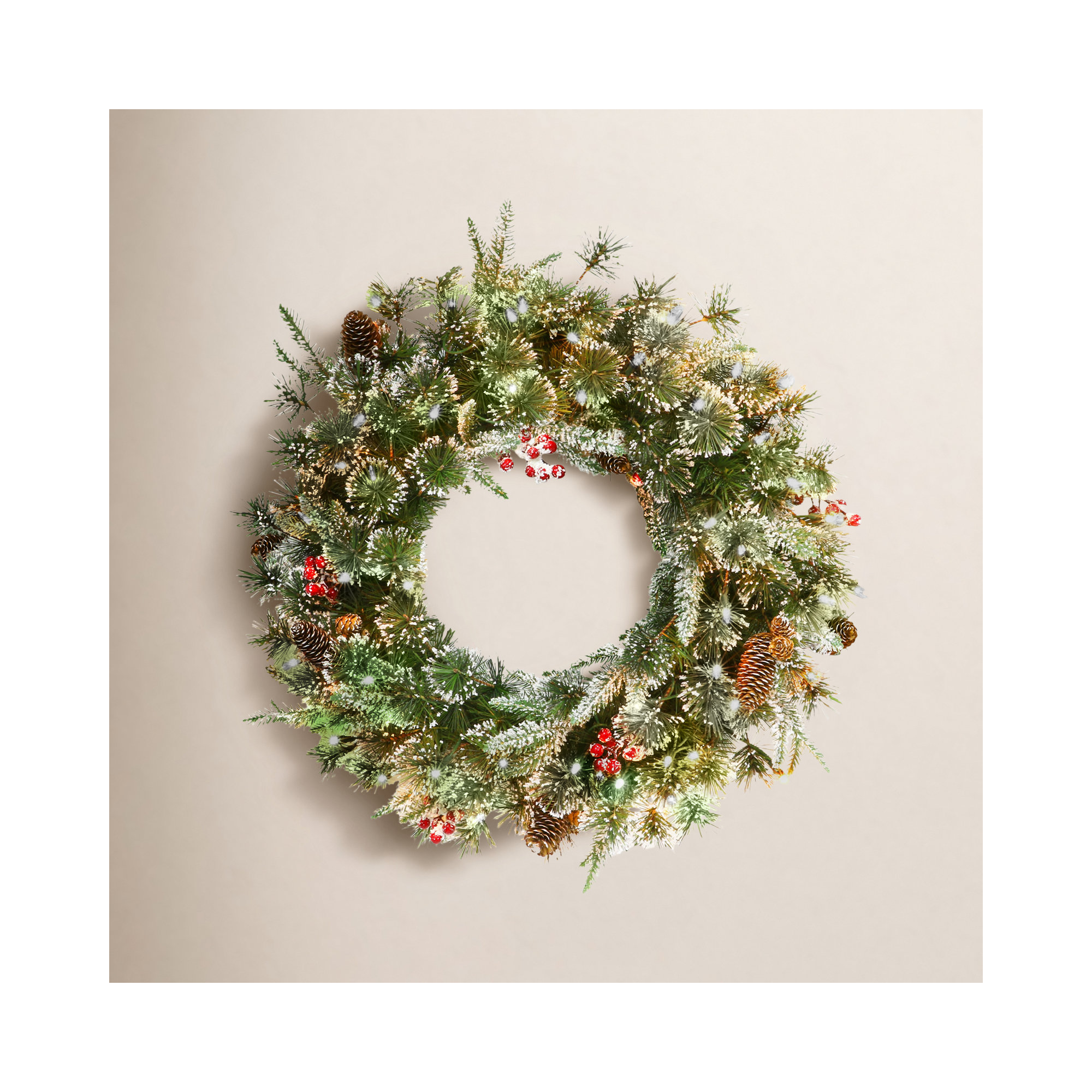 24'' Faux Pine Lighted Wreath