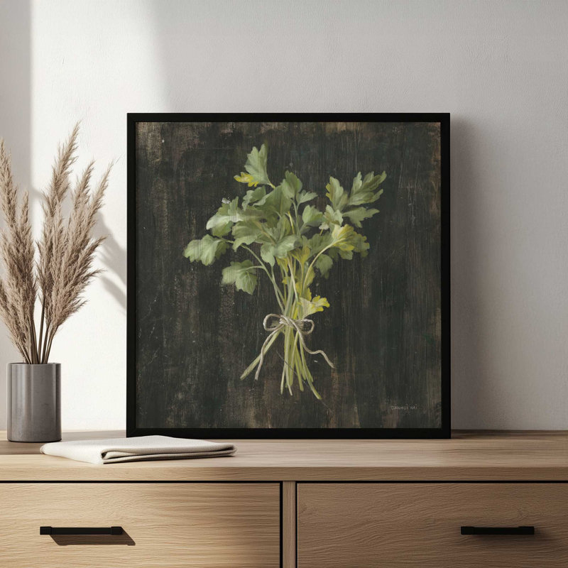 «Rustic Herbs I» par Danhui Nai, reproduction d'art, L 30 po x H 30 po, Argent, Impression encadrée