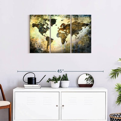 «Earthy Texture World Map», reproduction sur toile