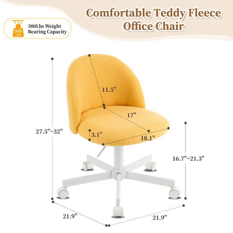 Fauteuil de bureau avec roulettes, Jaune oie