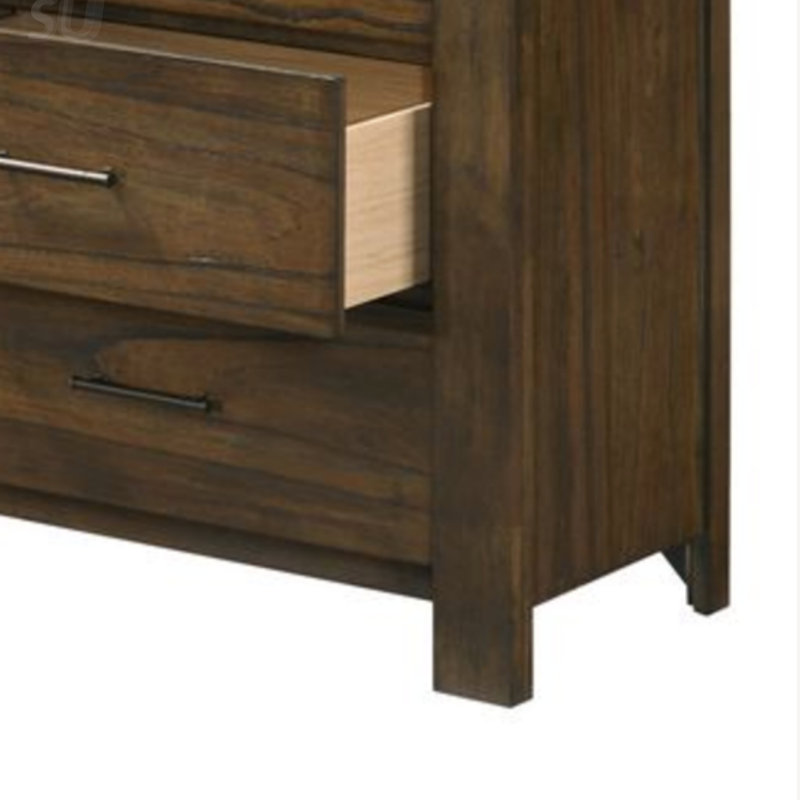 Commode à finition chêne Merrilee avec six tiroirs spacieux et une structure en bois robuste pour des solutions de rangement élégantes