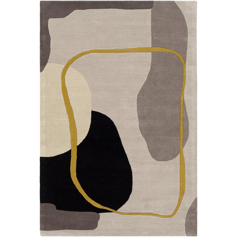 Tapis gris clair / taupe en laine touffeté à la main bamse, Rectangle 2 pi x 3 pi