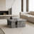 Modern Industrial 2-Piece Modular Concrete Look Nesting Tables Coffee Table Set