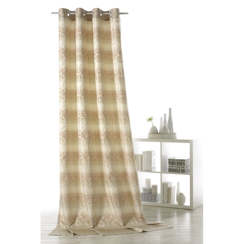 Gravette Room Darkening Curtain Single Panel, Beige/Gold