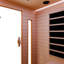 Sauna d'intérieur pour 2 personnes en pruche avec panneaux de chauffage infrarouges, porte en verre trempé et éclairage de chromothérapie