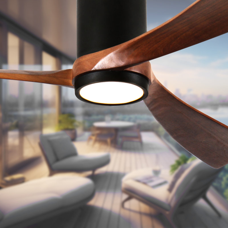 Ventilateur de plafond encastré à 3 pales avec télécommande et lumière, intensité variable, moteur à courant continu réversible