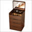 Meuble-lavabo 3-en-1 avec miroir rabattable, bureau en verre et 3 tiroirs pour un rangement compact et un rangement pour le maquillage