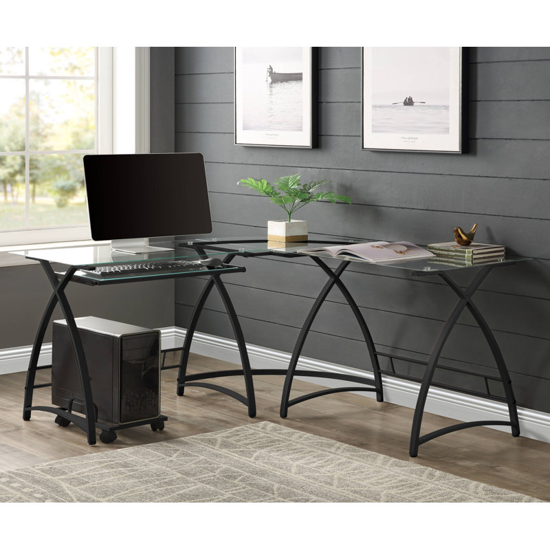 Demeray L-Shape Corner Computer Desk, Black