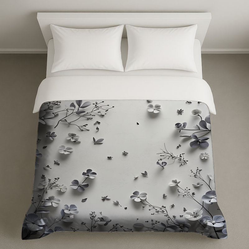Housse de couette florale en papier, Très grand lit