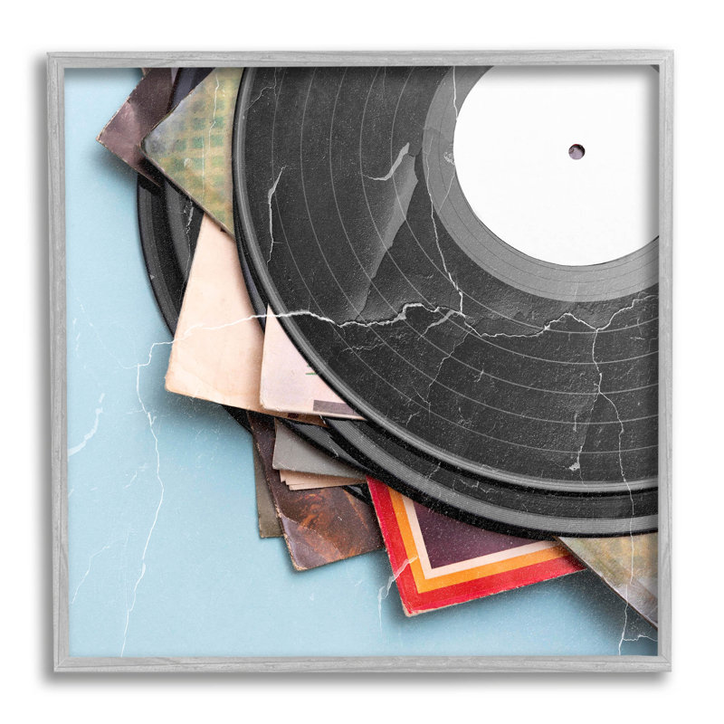 «Vintage Music Vinyle», estampe numérique par Kim Allen, H 12 po x l 12 po x P 1,5 po, Estampe numérique Farmhouse