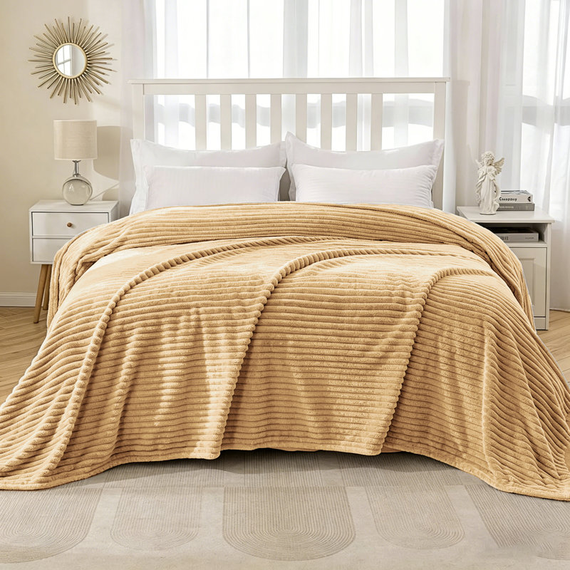 Léger à rayures - jeté en molleton doux de 300 g / m², couverture à rayures décorative et cadeau pour canapé, lit, canapé et salle de climatisation.