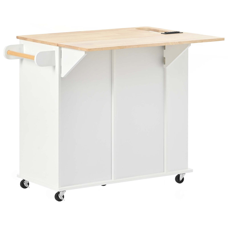 Îlot de cuisine avec prise de courant, îlot de rangement pour cuisine avec abattant, rangement ouvert et support à vin, 5 roulettes, avec rangement réglable pour la maison, la cuisine et la salle à manger
