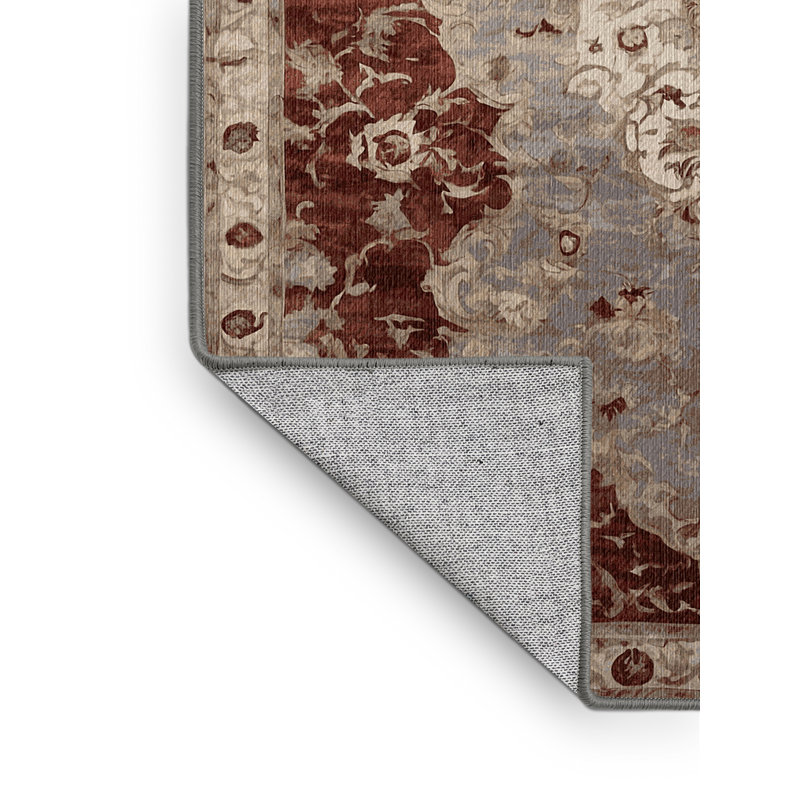 Machine Washable Gray Area Rug, Rectangle 4' x 6'