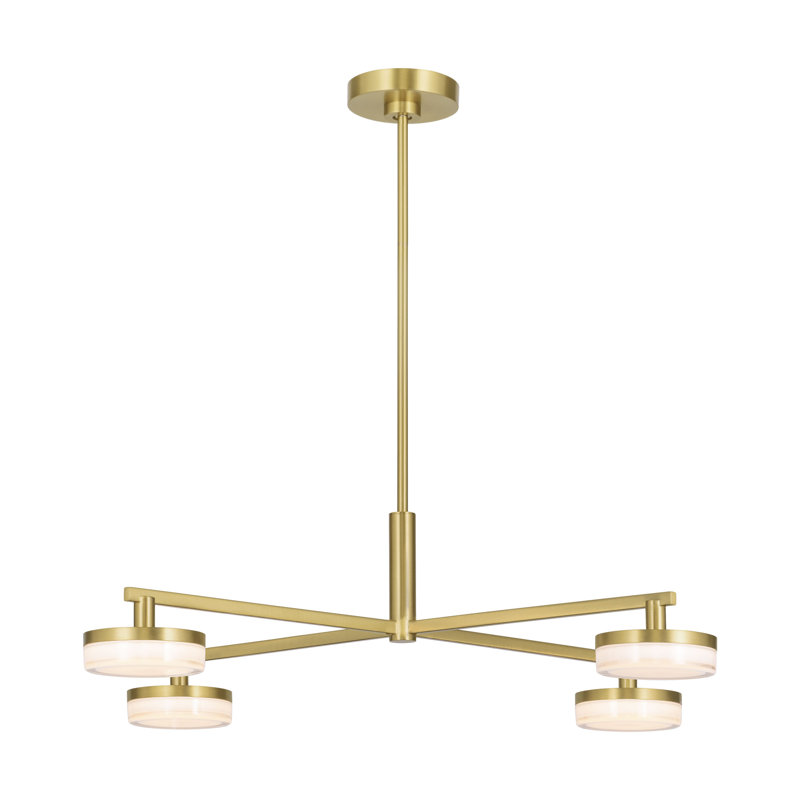 Marsden Sean Lavin Coulson 4 Light Dining Room Chandelier With Silk Screen White Inside Clear Outside Shade, Burnished Brass