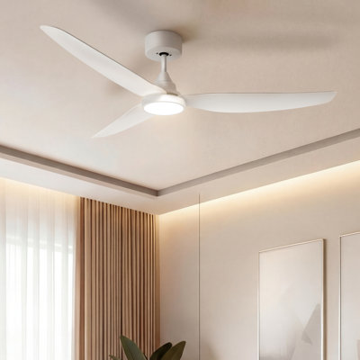 High Airflow 54" Ceiling Fan with Dimmable Light Kit and Remote 6-Speed & 3CCT LED, Silent Reversible DC Motor White Ceiling Fan for Modern Living Room